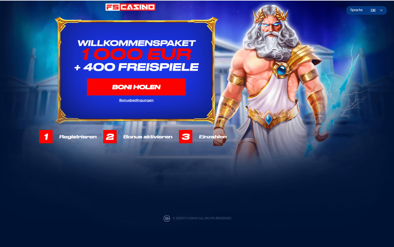 FS Casino Willkommensbonus – bis zu 1.000 € + 400 Freispiele für österreichische Spieler